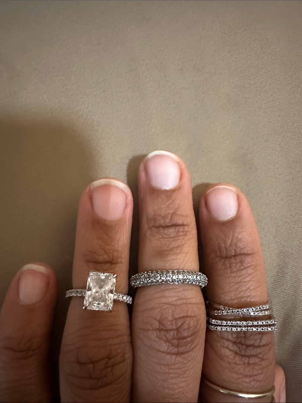 Sparkling Silver Cubic Zirconia Ring Set - Silver